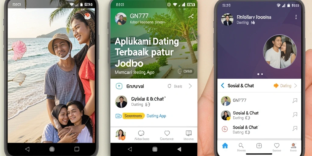 Antarmuka modern dan interaktif aplikasi GN777 untuk Dating App.
