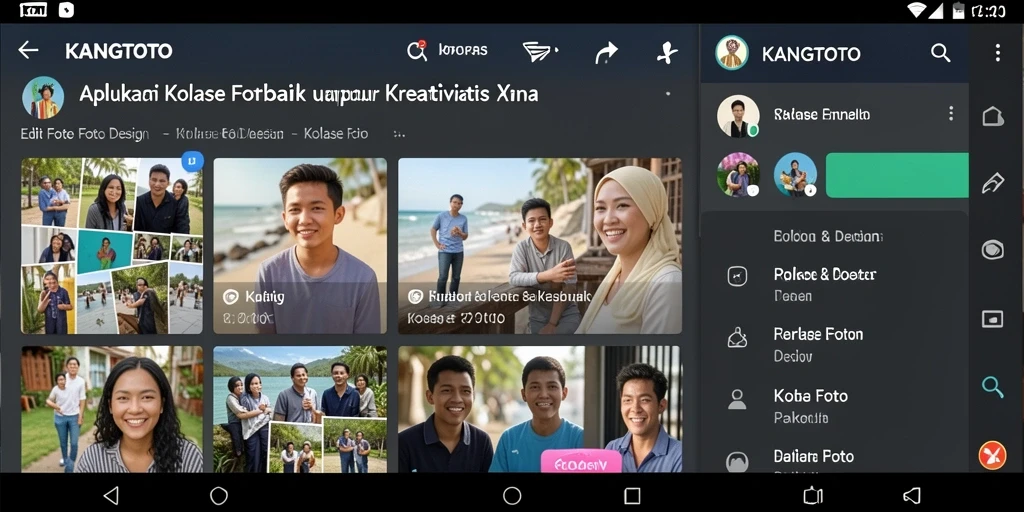 Antarmuka KANGTOTO menampilkan fitur kolase foto yang kaya dan mudah digunakan.