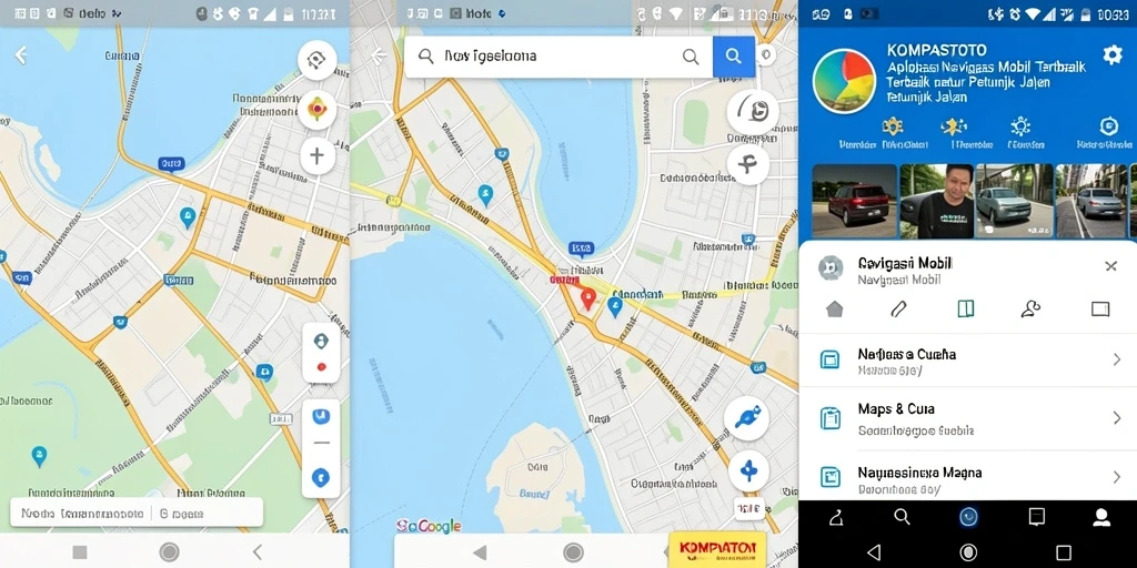 Antarmuka sederhana dan fungsional dari KOMPASTOTO saat memberikan petunjuk arah.