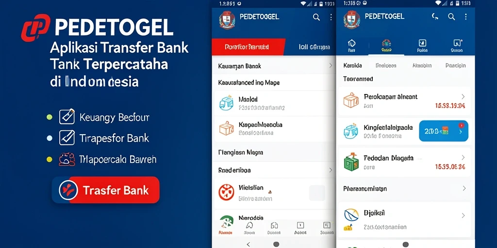 Tampilan antarmuka PEDETOGEL saat melakukan transfer bank.