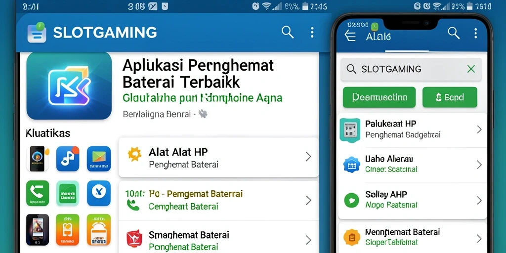 Tampilan antarmuka SLOTGAMING yang mudah digunakan untuk menghemat baterai.