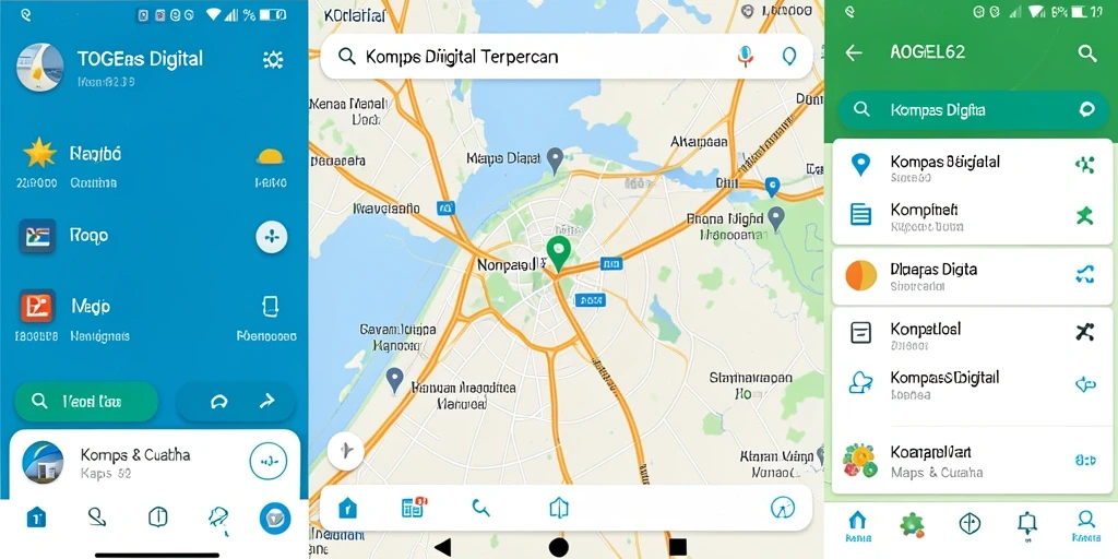 Antarmuka aplikasi TOGEL62 menampilkan kompas digital dan informasi lokasi.