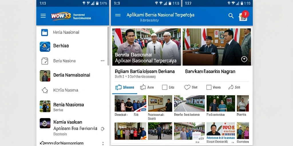 Screenshot utama WOW33 menampilkan antarmuka Berita Nasional yang menarik.