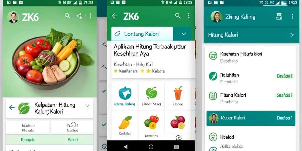 Tampilan antarmuka utama aplikasi ZK6 yang menampilkan fitur Hitung Kalori.