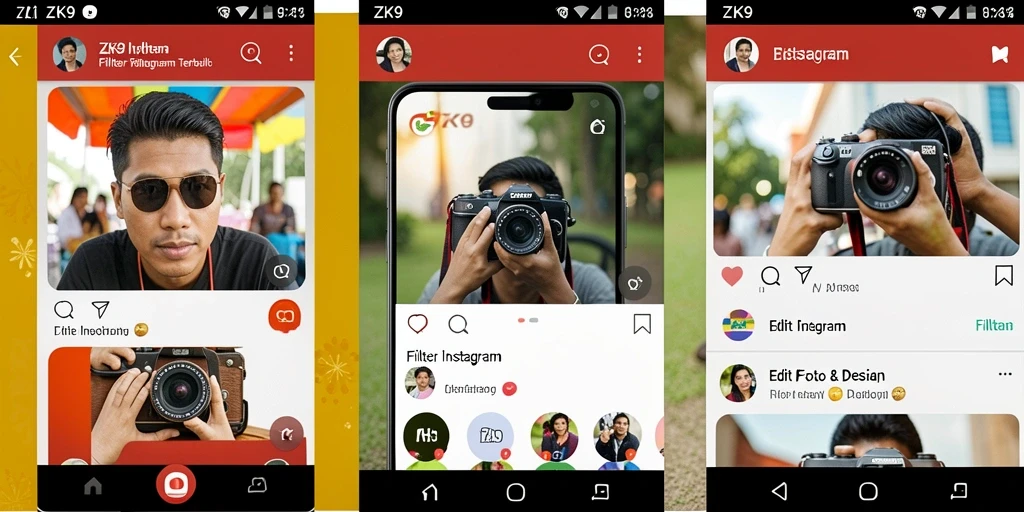 Antarmuka ZK9 memudahkan akses ke berbagai filter Instagram.